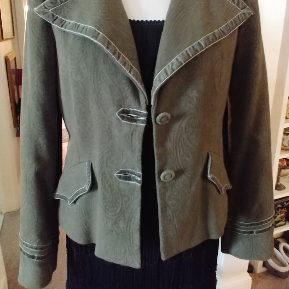 Vintage Mng Jacket Green Paisley Mango Fitted Bla… - image 3